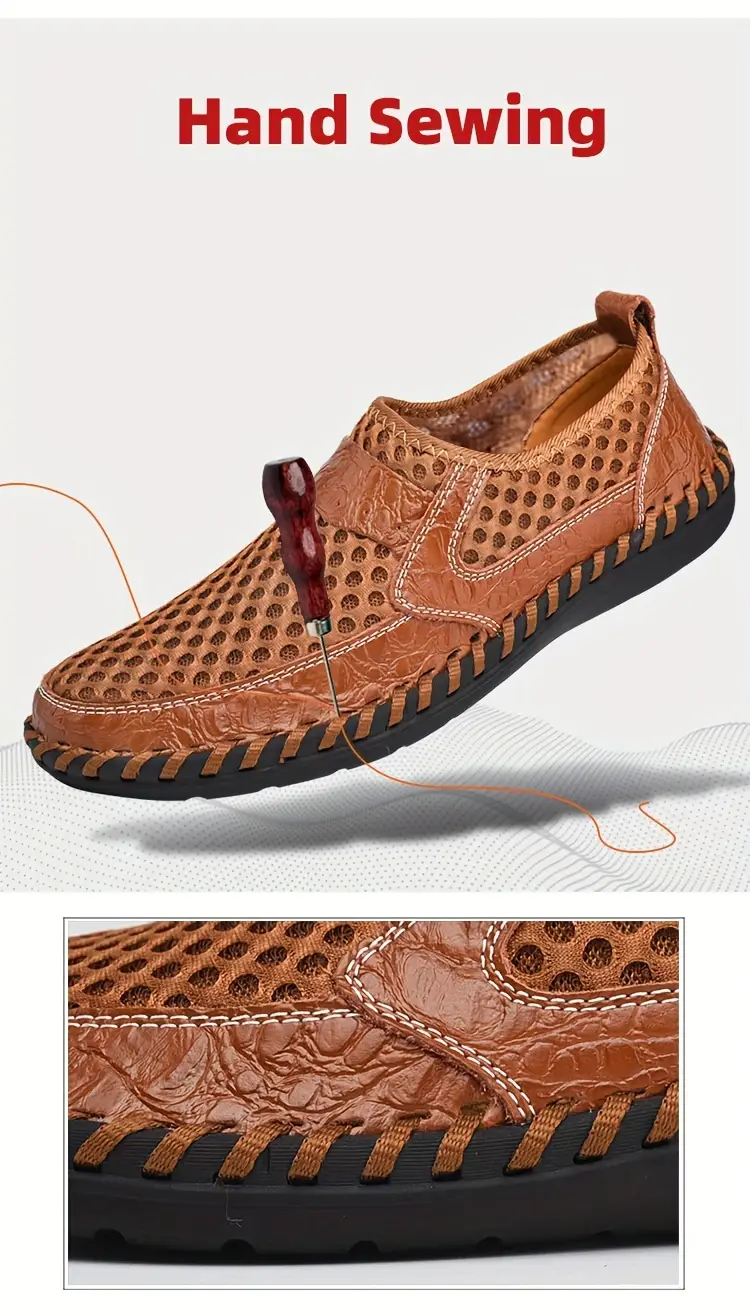 Mocasines De Malla Informales Sólidos Para Hombres, Zapatos Antideslizantes Transpirables Para Caminar Y Conducir Al Aire Libre, Primavera, Verano Y Otoño Calzado De Hombre Temu detalles 1
